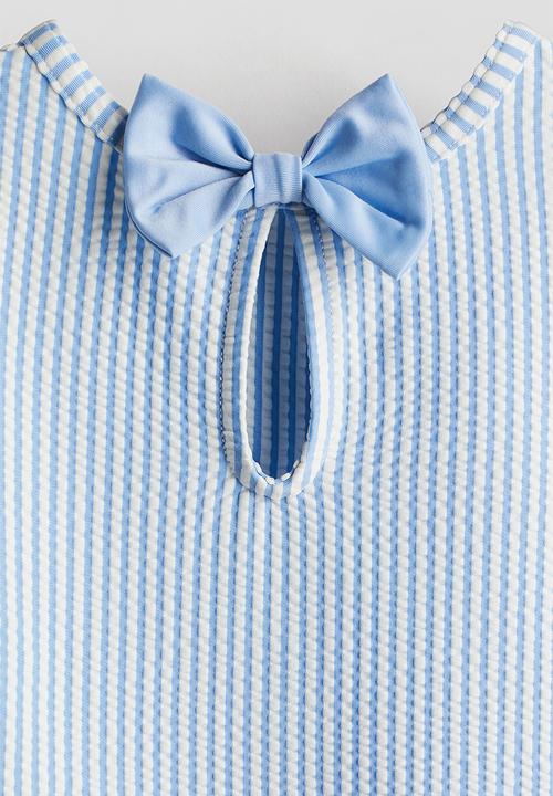 H&M - Long-sleeved swimsuit - light blue/striped