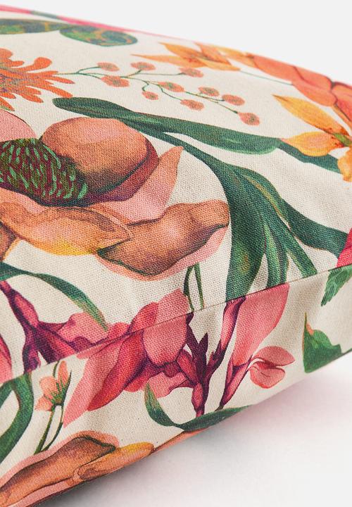 H&M - Patterned cushion cover - light beige floral