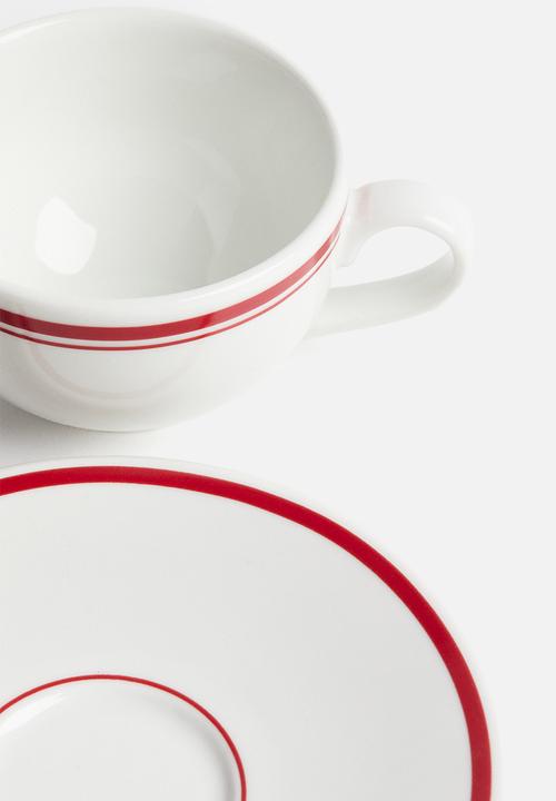 H&M - Cappuccino cup and saucer - white & red