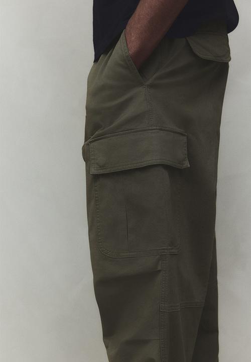H&M - Loose fit cargo trousers - dark khaki green
