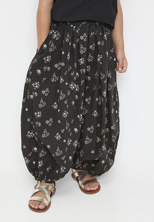 Pop Candy - Floral all-over print parachute pants - sepia brown