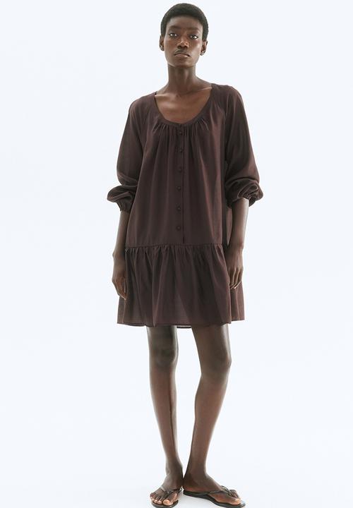 H&M - Button-front tunic dress - dark brown