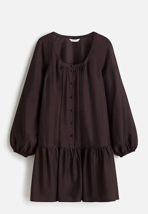 H&M - Button-front tunic dress - dark brown
