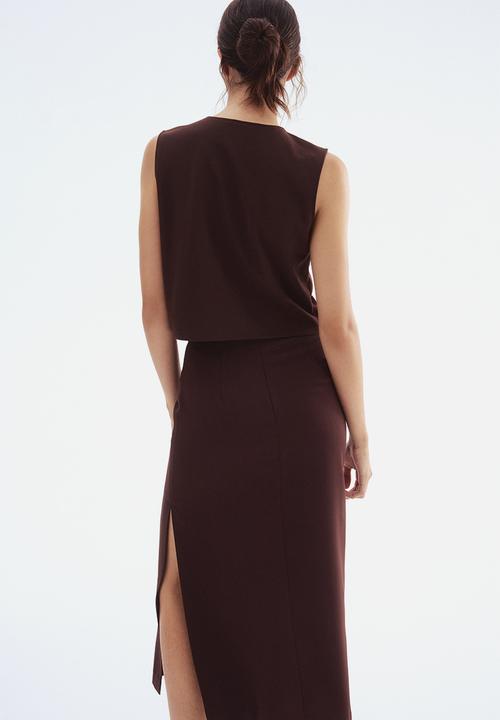 H&M - Button-decorated top - dark brown