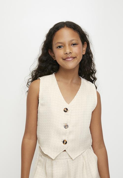 Pop Candy - Pointed hem vest with elasticated waist shorts - neutral