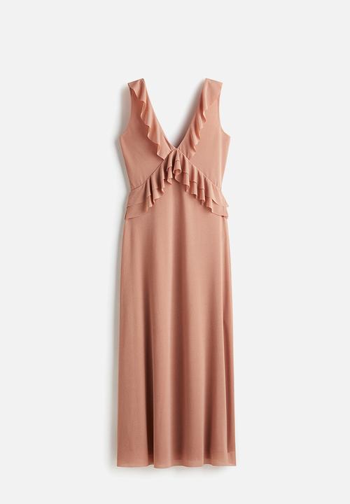 H&M - Flounce-trimmed dress - dusty orange