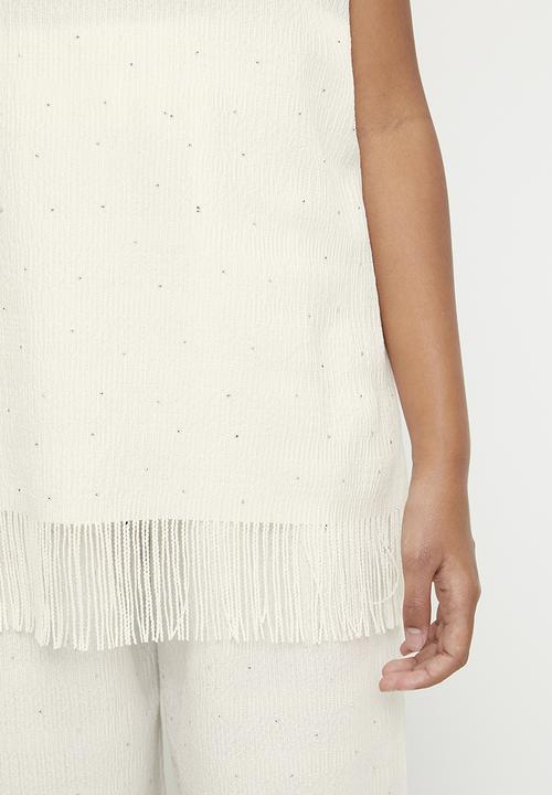 Pop Candy - Pre-shirred knit top with matching pants - cream