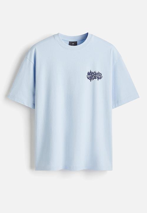 H&M - Loose fit printed t-shirt - light blue confidence