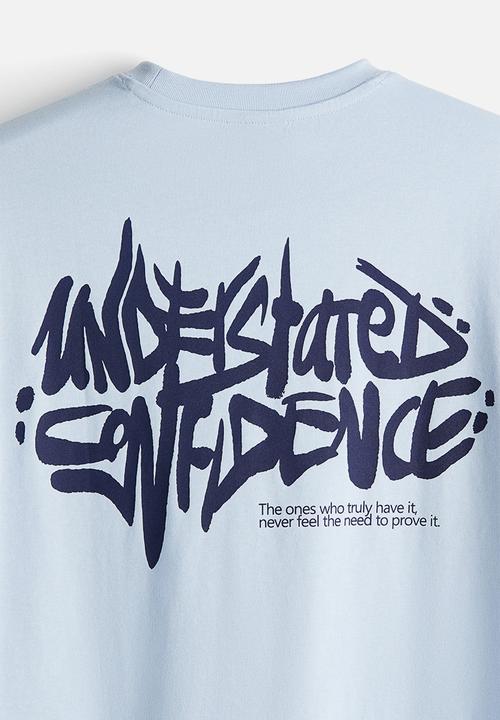 H&M - Loose fit printed t-shirt - light blue confidence