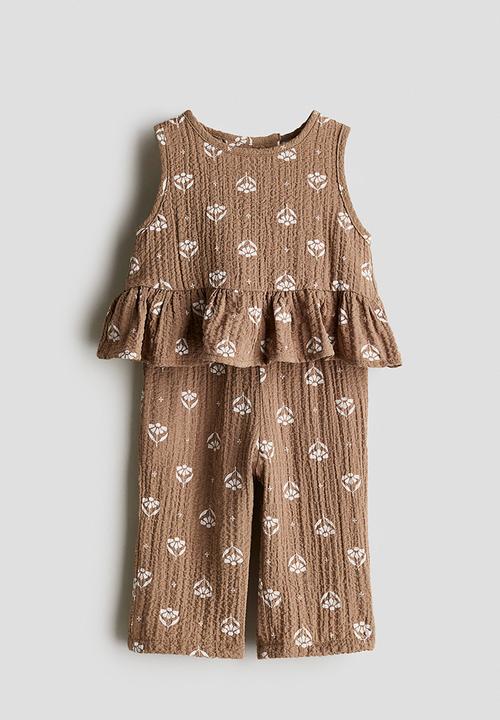 H&M - 2-piece top and trousers set - beige floral