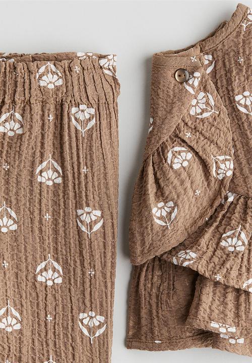 H&M - 2-piece top and trousers set - beige floral
