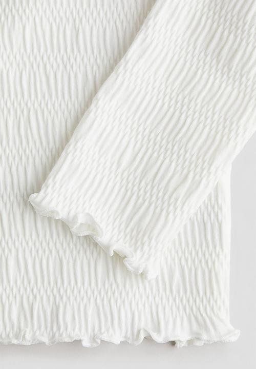 H&M - Smocked jersey top - white
