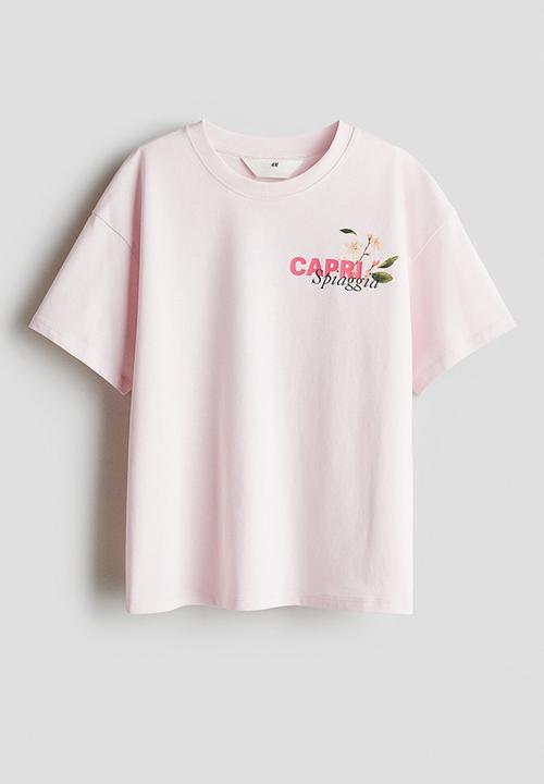 H&M - Oversized cotton t-shirt - pink capri spiaggia