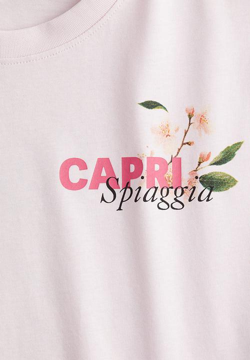 H&M - Oversized cotton t-shirt - pink capri spiaggia