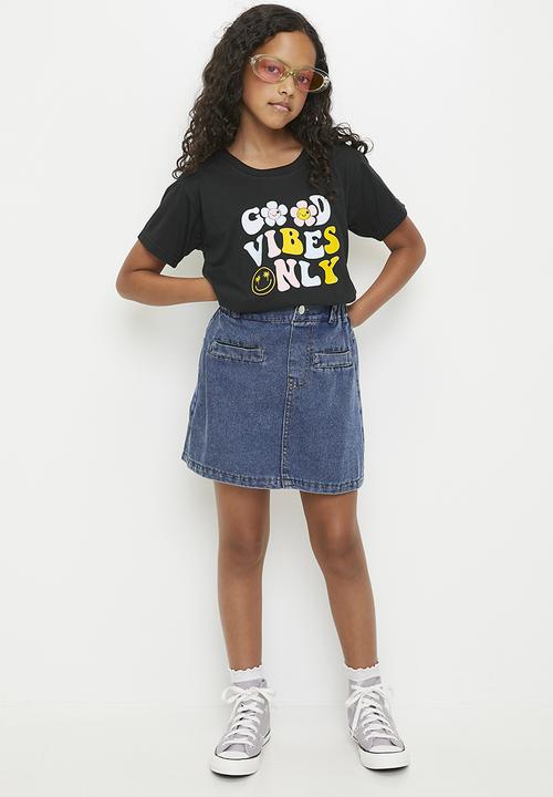 Pop Candy - Welt pocket denim skirt - dark blue