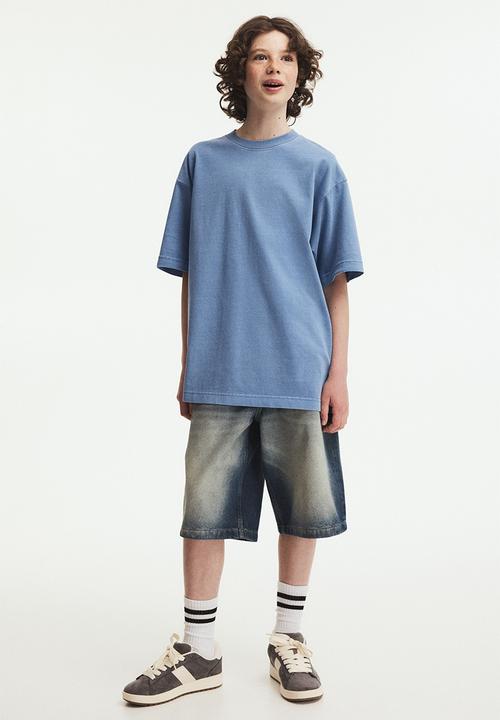 H&M - Printed cotton T-shirt - blue/oceanside