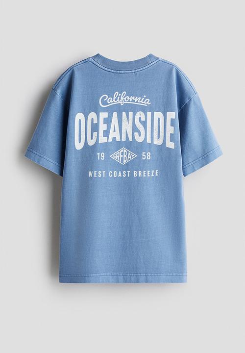 H&M - Printed cotton T-shirt - blue/oceanside