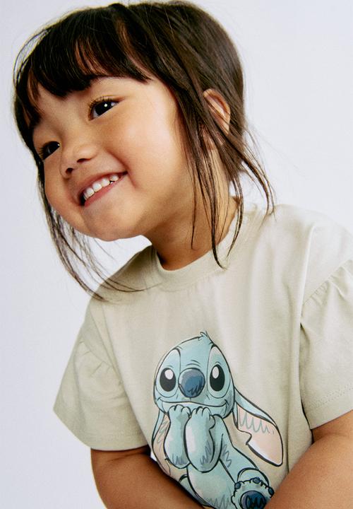 H&M - 2-piece printed cotton set - dusty green/lilo & stitch