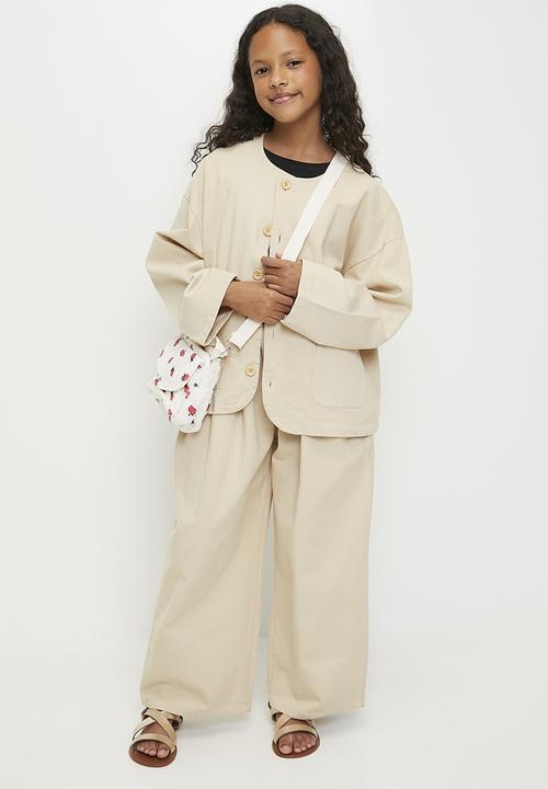 Pop Candy - Wide leg co-ord pants - wheat brown