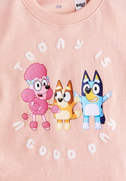H&M - Print-motif cotton T-shirt - pink/bluey 