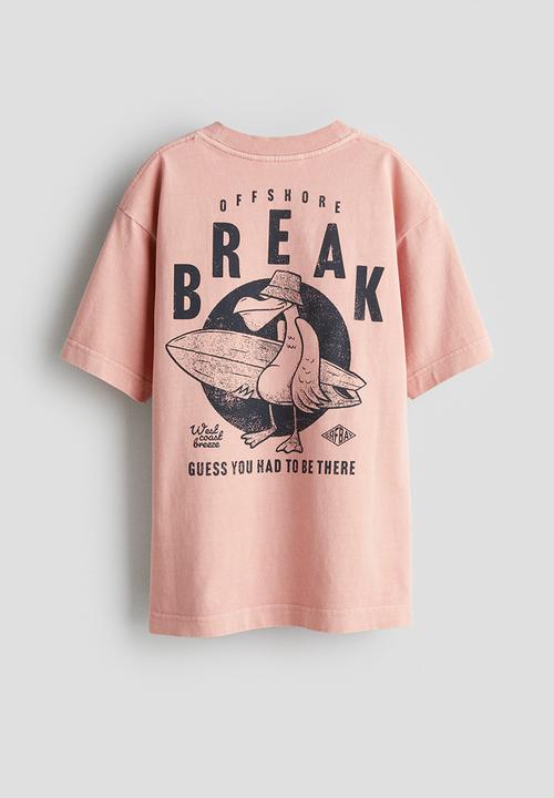 H&M - Printed cotton T-shirt - pink/california