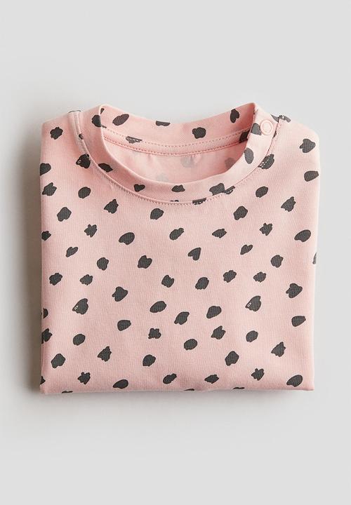 H&M - Printed cotton top - light pink bunnies