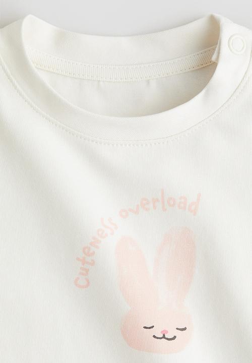 H&M - Printed cotton top - white cuteness overload
