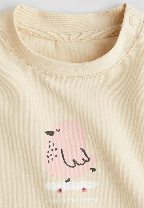 H&M - Printed cotton top - light pink spotted
