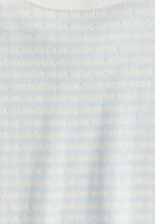 H&M - Short-sleeved pointelle jersey top -light blue/striped 