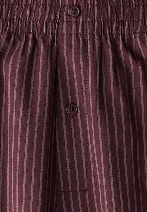 H&M - Relaxed fit cotton shorts -  burgundy striped