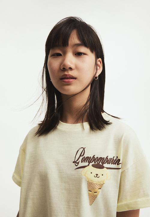 H&M - Oversized printed t-shirt - yellow/pompompurin 