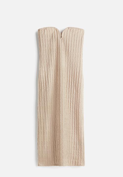 H&M - Textured jersey bandeau dress - beige
