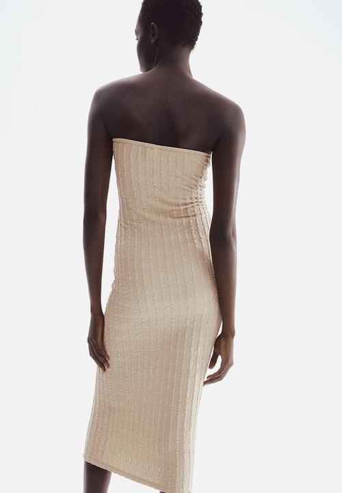 H&M - Textured jersey bandeau dress - beige