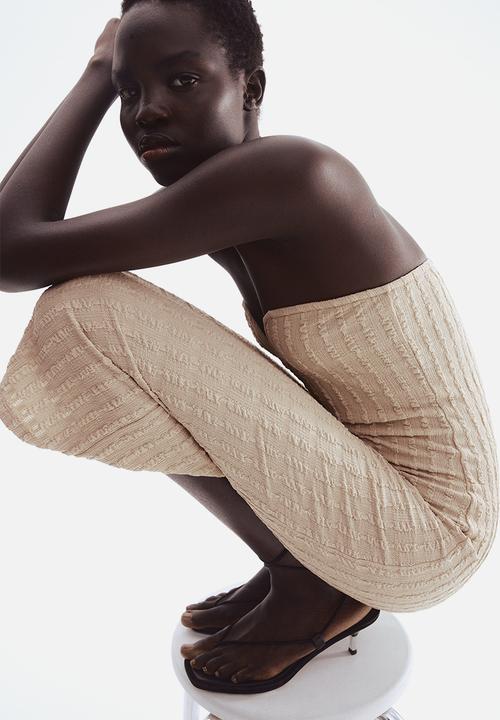 H&M - Textured jersey bandeau dress - beige