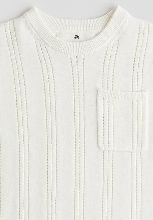H&M - Pointelle-knit cotton T-shirt - white