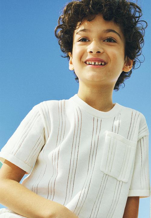 H&M - Pointelle-knit cotton T-shirt - white