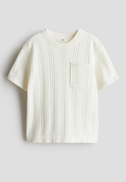 H&M - Pointelle-knit cotton T-shirt - white