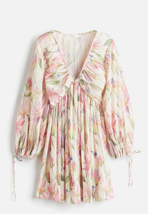 H&M - Plissé dress - cream floral
