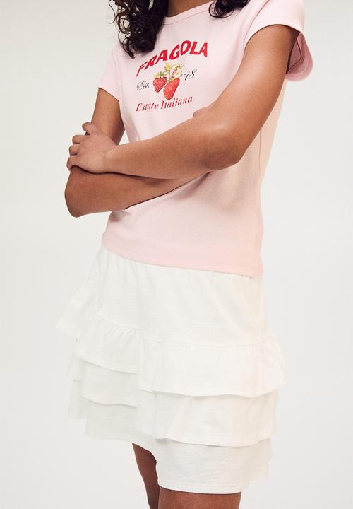 H&M - Tiered jersey skirt - white