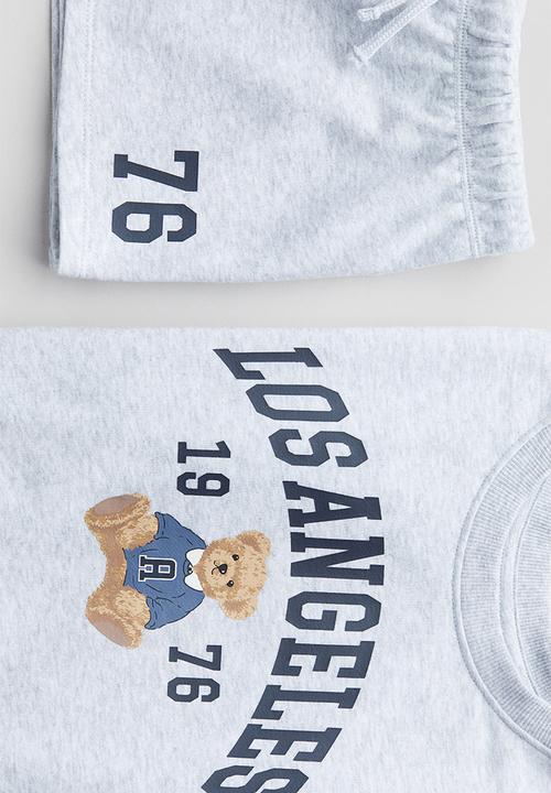 H&M - 2-piece sweatshirt set - light grey marl/los angeles