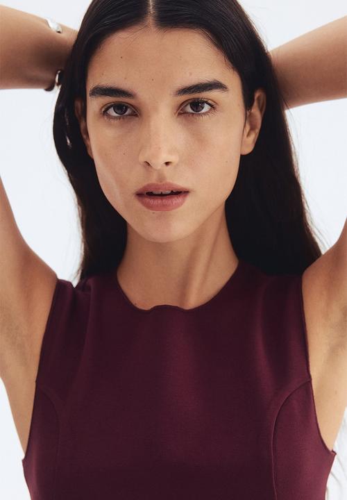 H&M - Interlock peplum vest top - burgundy