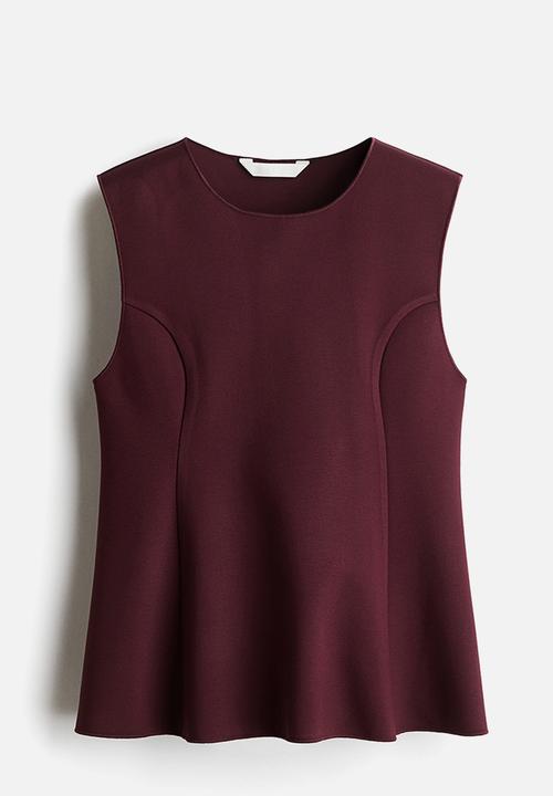 H&M - Interlock peplum vest top - burgundy