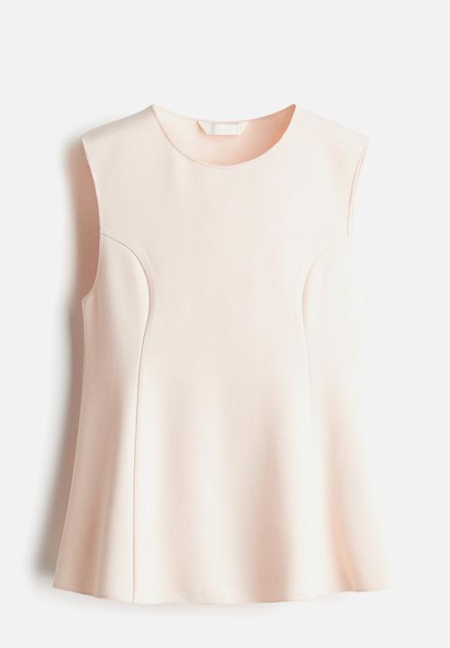 H&M - Interlock peplum vest top - powder pink