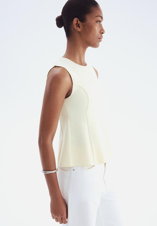 H&M - Interlock peplum vest top - pale yellow