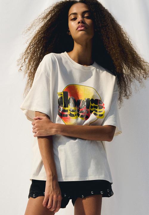 Oversized printed t-shirt - white/the doors - 1296052007
