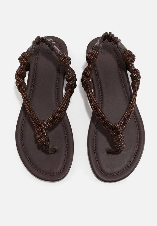 H&M - Rhinestone-embellished sandals - brown