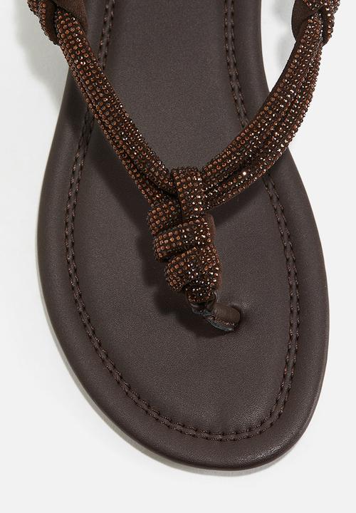 H&M - Rhinestone-embellished sandals - brown
