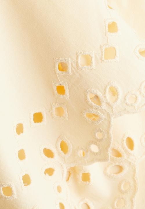 H&M - Broderie anglaise cotton blouse - light yellow