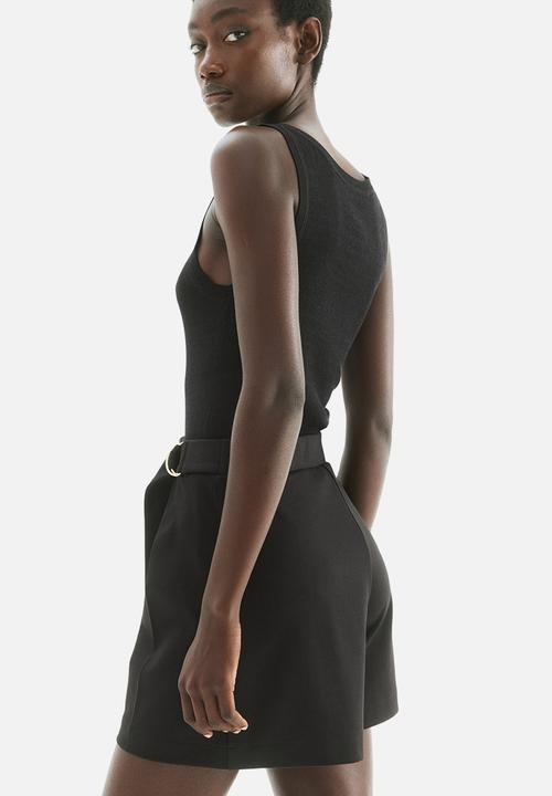 H&M - Belted shorts - black