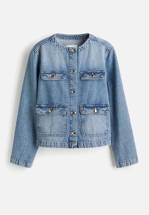 H&M - Collarless denim jacket - denim blue